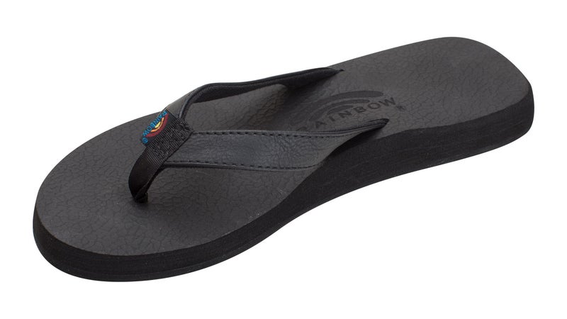 Rainbow Sandals Women's The Cottons Soft Rubber Top Sole w/Tapered Strap, Black, Ladies 8 M US - Image 1